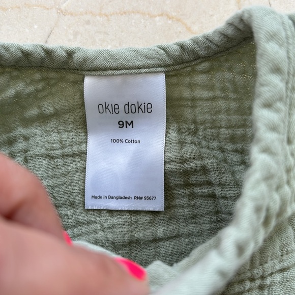 Okie‎ Dokie✨Romper Boys ✨Sz: 9M ❤️Green✨Short Sleeve✨ - Picture 3 of 6